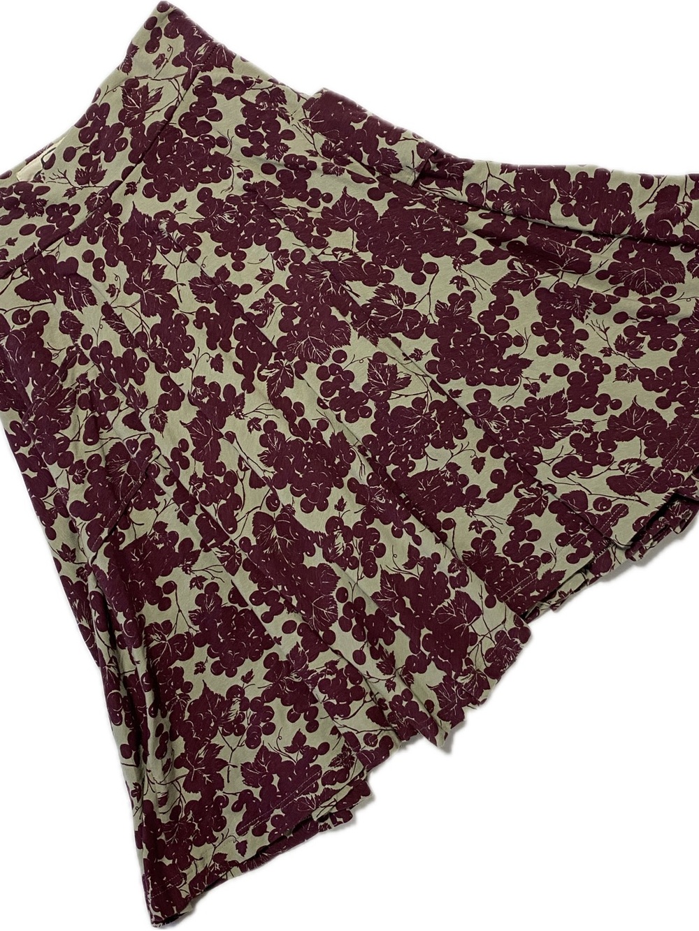 Effie's Heart Burgundy Floral A-Line Midi Skirt on Olive